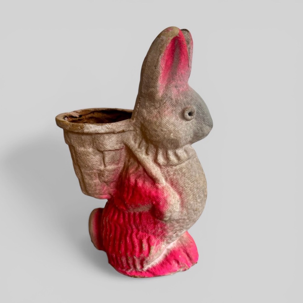 Vintage Paper-Mâché Easter Bunny Candy Container